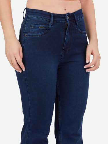 Image of FCK-3 Stretchable Denim High Rise Straight Fit Full Length Classic Jeans for Women