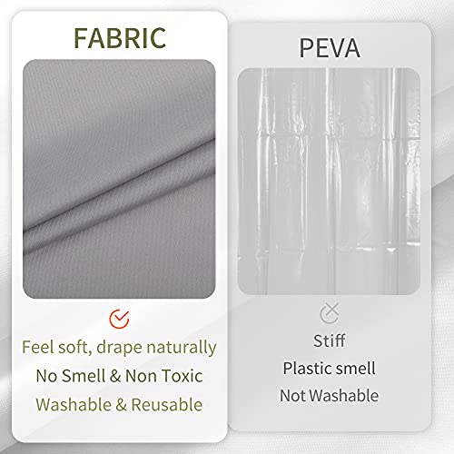 Image of ALYVIA SPRING Waterproof Fabric Shower Curtain Liner - Soft & Light-Weight Cloth Shower Liner with Magnets, Hotel Quality & Machine Washable - Standard Size 72x72, Gray (Pack of 2)