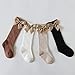 Taous Assam Baby Girls Knee High Socks Toddler Mesh Bowknot Breathable Dress Socks Little Girls Cotton Tube Stockings 5-Packs Bow Size 12-24 Months