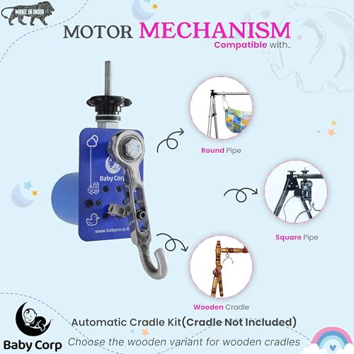 Image of Automatic Cradle Kit Stainless Steel for Baby Jhula Electric Swing Motor for Ghodiyu Palna | Adjustable Speed Control | 20KG Load | Shock Proof (Cradle Not Included) Made in India (Blue)