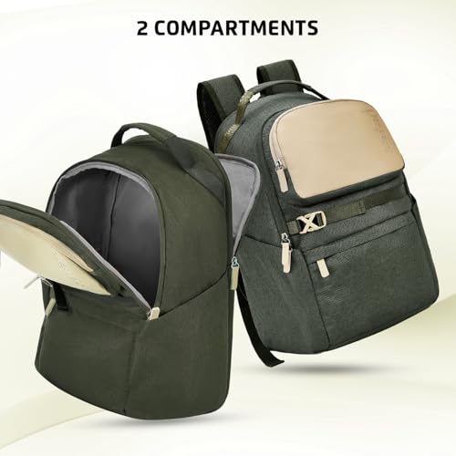Image of Safari Dart 2 24L College backpack, 2 compartments, 17 inch laptop compatible, Smart trolley sleeve, Front pocket, college backpack bags for women and men, travel bag, Ideal for Students, Color - Olive