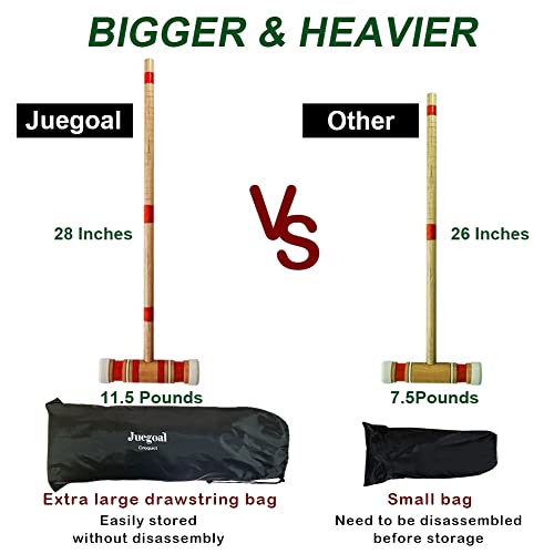 Juegoal Six Player Croquet Set With Wooden Mallets Colored Balls For Lawn, Backyard And Park, 28 Inch #TOP1