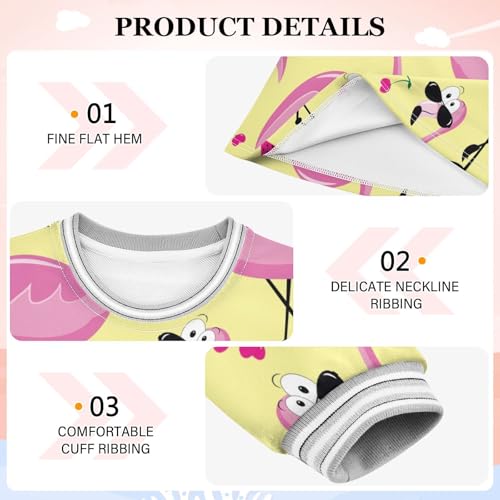 Flamingo Fruit Girls Dresses Long Sleeve Sweatshirt Dress for Girls Winter Toddler Casual A Line Dresses Size 2-8T3
