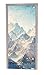 A.Monamour Stickers Muraux Belle Vue sur La Montagne avec La Neige Qui Tombe Nature Imprimer Vinyle Chambre Porte Stickers Papier Peint Peintures Murales Amovible Porte Autocollants