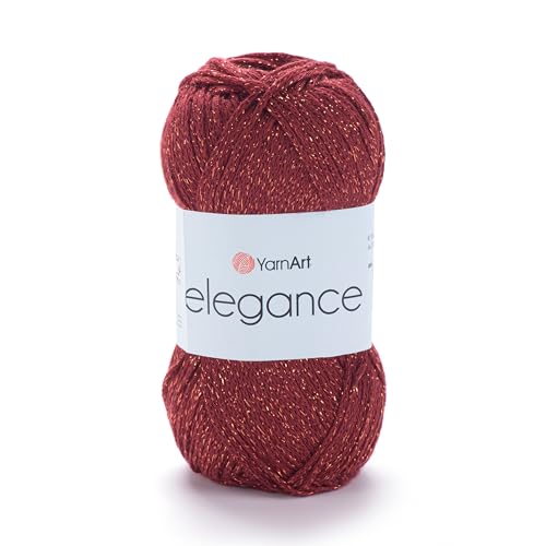 Image of YarnArt Elegance Sparkly Yarn - Metallic Cotton Blend, Fine Sport for Knitting & Crochet, Lightweight Thread for Shawls & Sweaters, 50g (130m), Cinnamon - (1, 122)