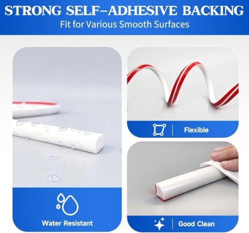 Image of Silicone Shower Water Dam Barrier, Self Adhesive Shower Threshold Water Stopper Strip, Collapsible Waterproof Floor Seal for Bathroom, Kitchen, Bathtub & Wet Room(White, 2-Meter, C-Shap)