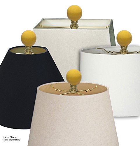Image of Royal Designs Ceramic Sphere Mustard Yellow Lamp Finial with Polished Brass Base