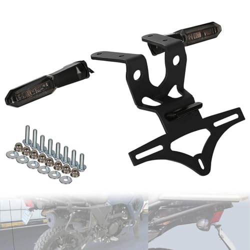 KLR650 Fender Eliminator Kit with LED Turn Signals Motorcycle Accessories Rear Tail Tidy License Plate Holder Bracket with LED Light Compatible with Gen3 KLR 650 2022 2023 2024 2025 2026 (Smoke)