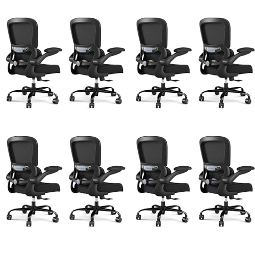 Image of TRALT Office Chair - Ergonomic Desk Chair with Adjustable Lumbar Support, Mesh Computer Chair, Executive Chairs for Home Office Comfortable Lumbar Support Black Pack of 8