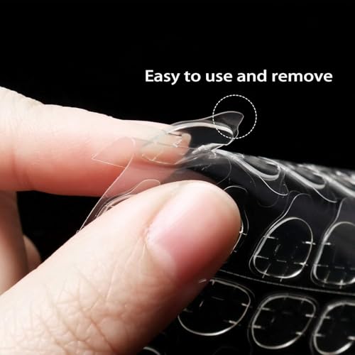 Image of COSTICA 8 Sheets Double-Sided Nail Jelly Sticker Waterproof Breathable Glue Tabs Jelly Glue Adhesive Tabs Super Sticky Fake Nail Glue Stickers for Manicure(8 Sheets 192 pcs, 6.2 cm