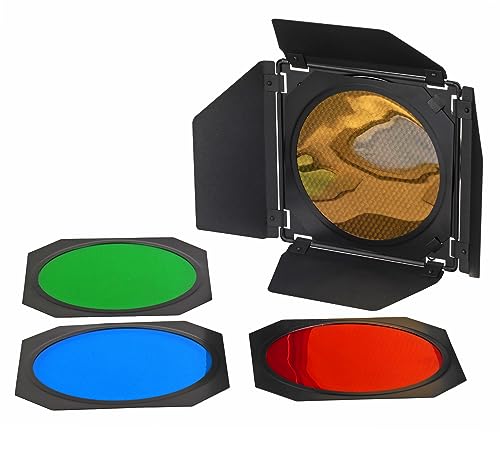 ayex Set di alette schermate da studio, grande porta barn con inserto a nido d'ape e filtri a colori