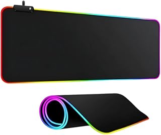 Mouse Pad Gamer RGB Led 80x30 Grande Speed Antiderrapante Base Emborrachada Borda Costurada Ideal para Jogos e Escritório - Produto 5 mais recomendado com 4.7 estrelas