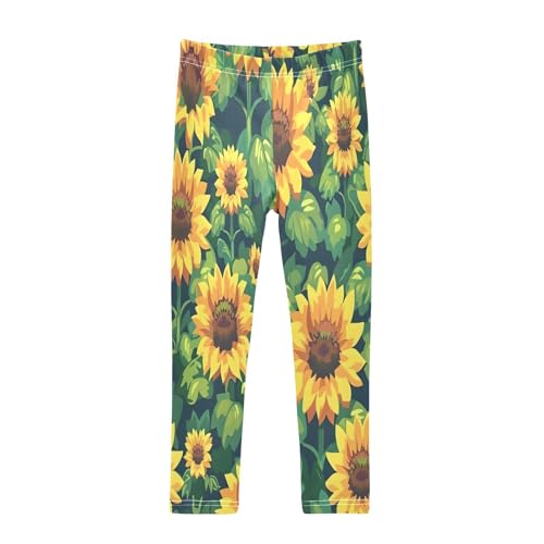 Bolaz Toddler Girls Leggings Printed Yoga Pants Leggings Sunflower and Leaves for Kids