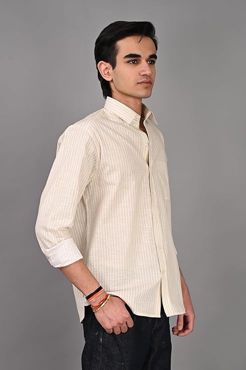Image of Men Regular Fit Shirt Colour Light Stripes Cotton Shirts for Men