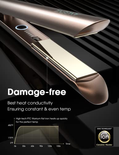 Image of ANGENIL Nano Titanium Flat Iron Straightener and Curler 2 in 1, Fast Heating, Dual Voltage 1 Inch Styling Iron for All Hair Types