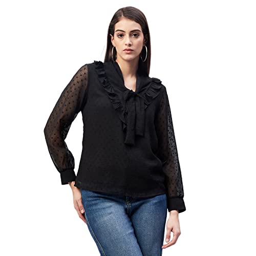 Image of Carlton London Women's Solid Polyester Blend Regular Fit Blouse