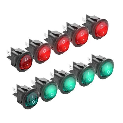 Interruttore A Bilanciere SPST Illuminato Rosso 6A 250V Con Fili - Light Country