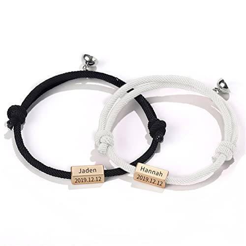 Mutual Attraction Rope Braided Couple Bracelets Charm Pendants with Magnetic Bells 2 PCS Gift Jewelry Set for Women Men â€¦ (infinity-1)