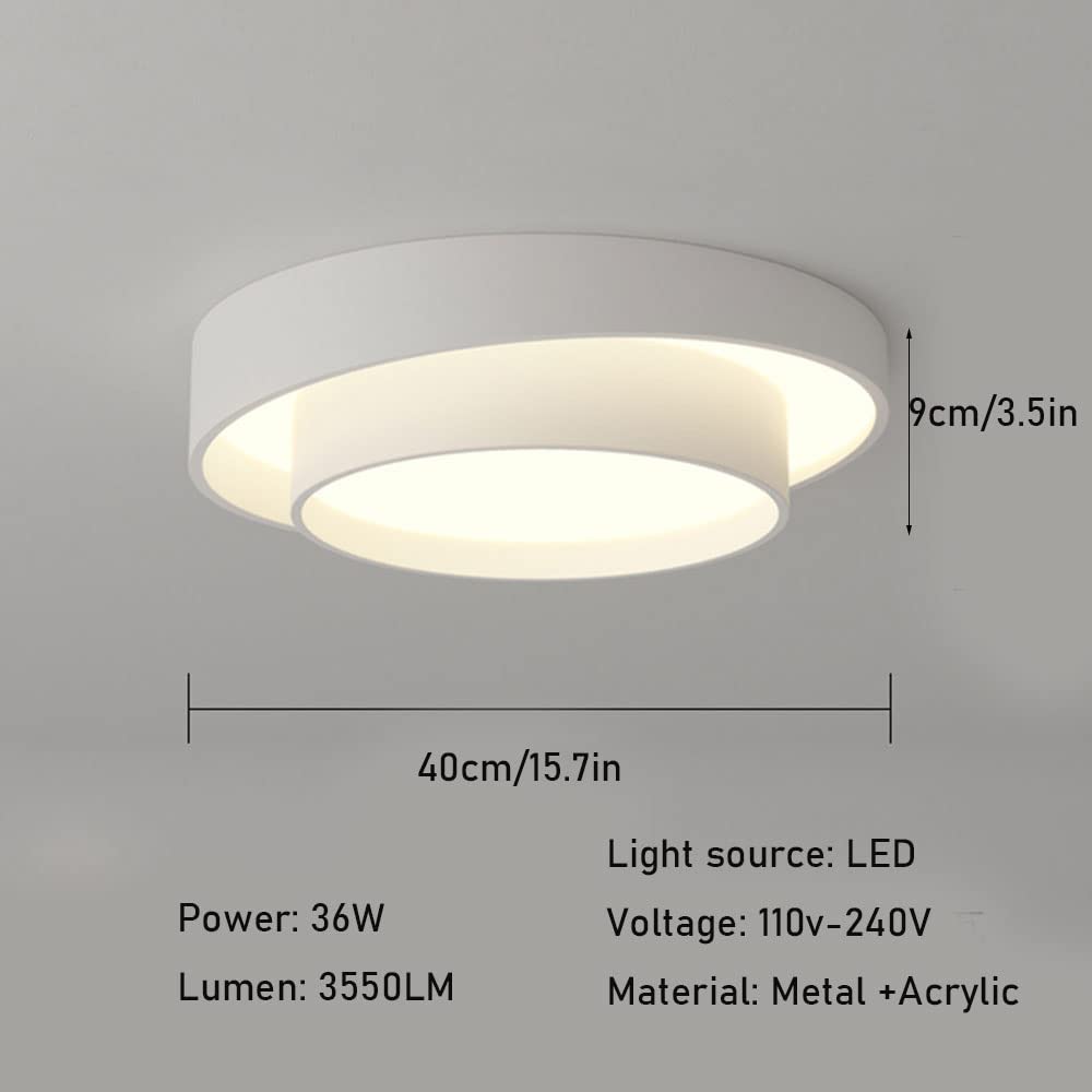 Lampy wiszące, nowoczesna lampa sufitowa LED do wnętrz, okrągła, niski profil, zbliżona do minimalistycznej lampy nordyckiej, 3 zmienne kolory Ø40 cm do salonu, przedpokoju, domowego biura, weranda,