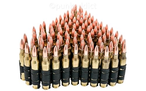 M16 .223 Metal Bullet belt Brass Shell Copper Tips With Steel X Link Punk Goth Rock Thrash3