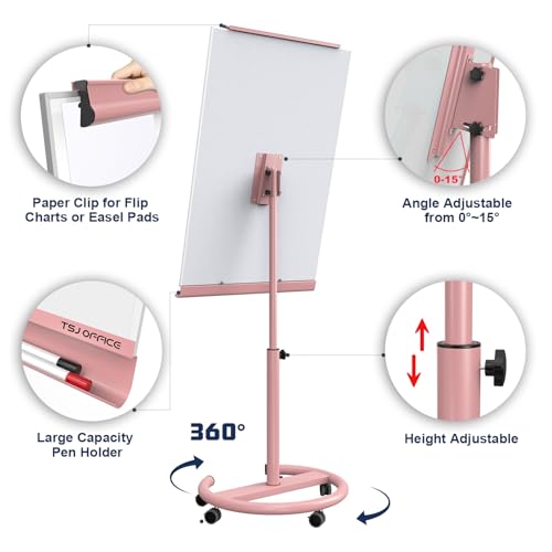 Image of TSJ OFFICE Rolling Whiteboard Standing - 40 x 26 Inches Mobile White Board