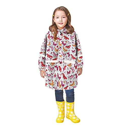 Girls Hooded Raincoat for Kids Lightweight Rain Ponchos with Hood Boy Waterproof Rain Coat Artist Smock Hoodies Outwear3