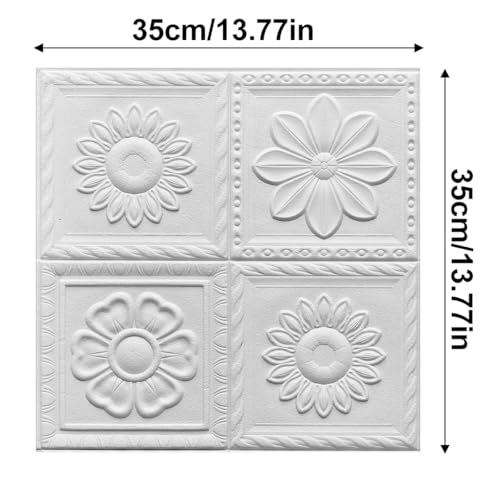 Papel pintado tridimensional 3D autoadhesivo blanco, pack de 10 piezas para pared de salon 3