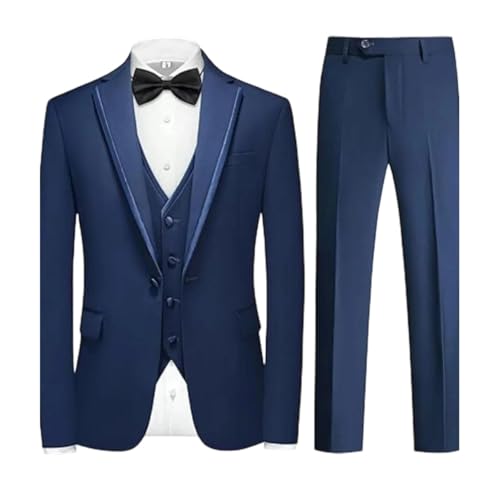 Men's 3-Piece Slim Fit Wedding Suit | Tuxedo Blazer Vest Pants Set | Business Prom Party