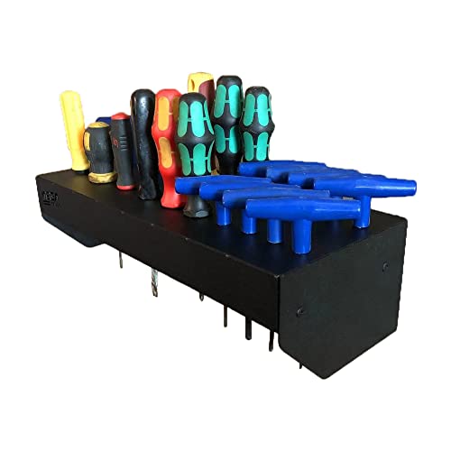 MegaMaxx Support mural pour tournevis à 24 emplacements - Étagère murale en métal pour la maison, l'atelier, le bricolage, le garage, les outils à main - Noir (350 x 100 x 150 mm)