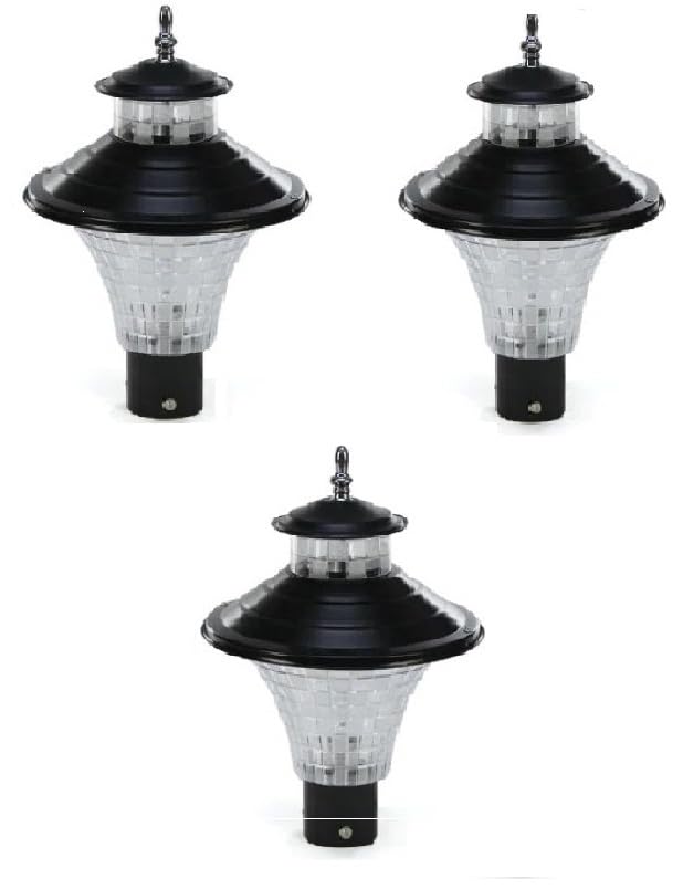 Image of Areezo Waterproof Outdoor Gate Light for Main Gate Pillar - Modern LED /Holder Based Lamp for Home, Garden & Balcony (Pack of 3, Jalwa Black)