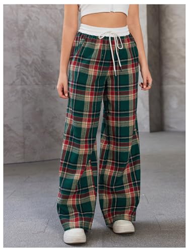 Image of SOLY HUX Women's Plaid Checkered Pants Flannel Pajama Pants with Pockets