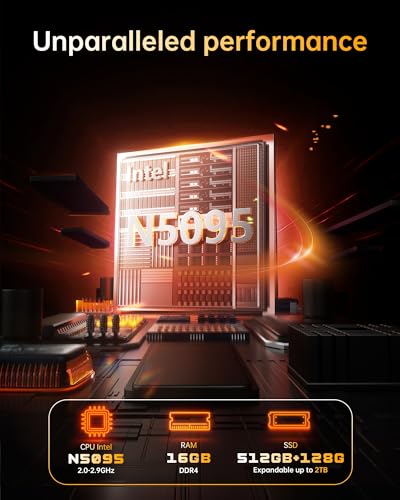 undefined 2025 17.6 Inch Laptop Computer with Office 365, 16GB RAM 640GB Storage, N5095 CPU, Windows 11, WiFi 6, Bluetooth 5.2, Backlit keyboard, Portable Thin Business Student Laptops for Work, School, Travel の商品画像 2