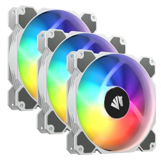 AsiaHorse 140mm Argb Pwm Fan, Triple Computer Case Fan with Advanced Hydraulic Bearing for Silent Operation, Standard 140 mm Case Fan with 3 Pin Interface(3pack White)