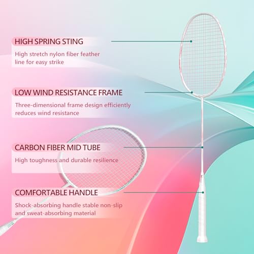Image of Professional Carbon Fiber Badminton Rackets Badminton Racquet for Backyards Gym