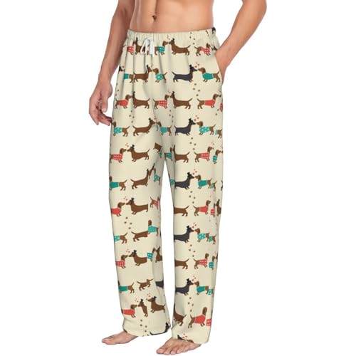 Dachshund Dog For Men'S Lightweight Pajama Pants Adjustable Drawstring & Pockets All-Season Sleepwear