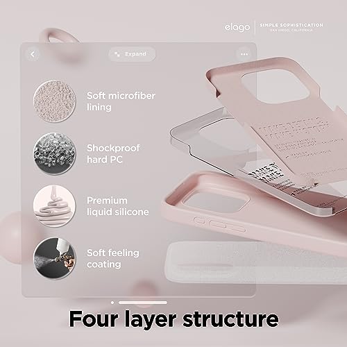 Image of elago Compatible with iPhone 15 Pro Case, Liquid Silicone Case, Full Body Protective Cover, Shockproof, Slim Phone Case, Anti-Scratch Soft Microfiber Lining, 6.1 inch (Lovely Pink)