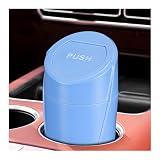 Wevdn Car Trash Can Bin with Lid, Mini Leakproof Vehicle Side Door Cup Holder Trash Can with Lid, Multipurpose Organizer Portable Garbage Bin for Cup Holder Car Home Office (Dark Blue)