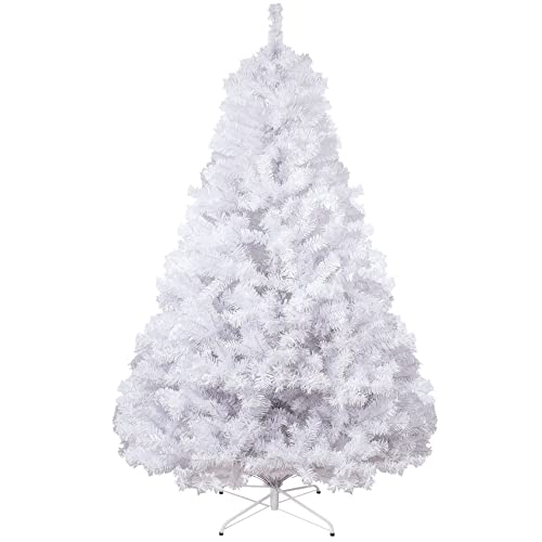 6FT-1300-Tips-Artificial-Christmas-Pine-Tree-Fake-Xmas-Spruce-Trees-Holiday-Decoration-with-Metal-Stand-Easy-Assembly-for-Outdoor-and-Indoor-Decor-White 6FT 1300 Tips Artificial Christmas Pine Tree Fake Xmas Spruce Trees Holiday Decoration with Metal Stand Easy Assembly for Outdoor and Indoor Decor White