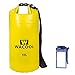 WACOOL WaterProof Dry Bag, with Shoulder Strap & Free Bonus Smartphone Dry Bag, Roll Top Dry Compression Sack Keeps Gear Dry(10l yellow)