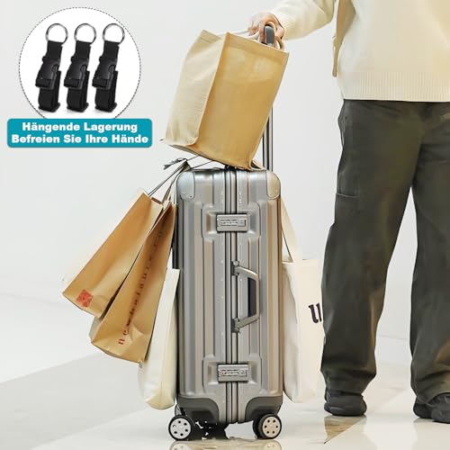 Gepäckriemen 4 Stück Luggage Straps Verstellbare Gepäckgurte für Koffer, Taschen, Jacken & Decken – Mit Federclip für Sicheren Halt – Reisezubehör (Schwarz)