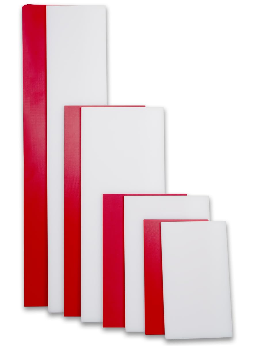 Beeketal Profi Schneidebrett Kunststoff (LDPE), Rutschfest & Messerschonend, Robustes Gastro Küchenbrett, Lebensmittelecht, Verschiedene Größen & Farben (Rot/Weiß) (Weiß, 100x40)