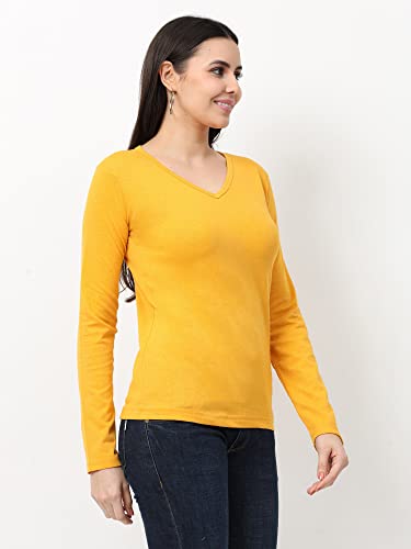 Image of Wafaa Women's Cotton Plain V Neck Full Sleeve T-Shirt