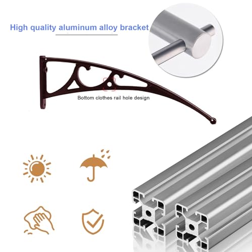 Auvent de porte anti-UV à 99% avec structure aluminium robuste - 8