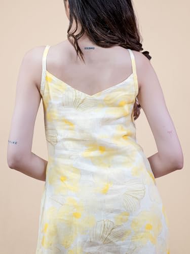 Image of Orla Floral Slit Midi Dress for Women - Sleeveless Sweetheart Neck Calf Length Dress