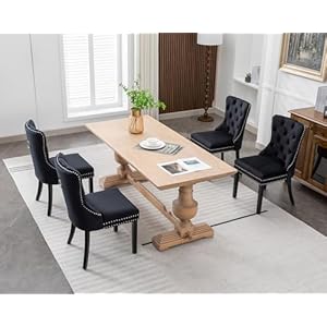 Kccvelvetdiningchairssetof4upholsteredhighendtufteddiningroomchairwithnailheadbackringpulltrimsolidwoodlegsnikkicollectionmodernstyleforkitchenblack Urban Country Home Decor Kcc velvet dining chairs set of 4 upholstered high end tufted dining room chair with nailhead back ring pull trim solid wood legs nikki collection modern style for kitchen black urban country home decor