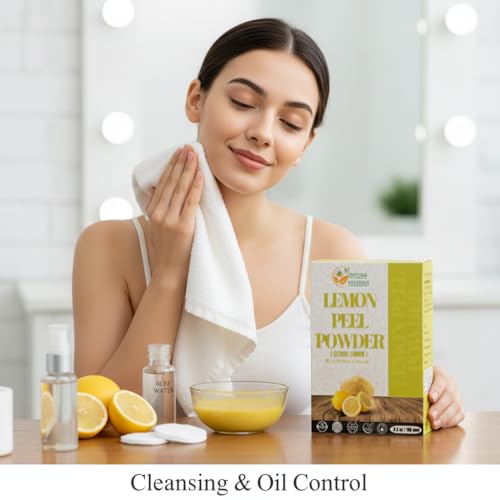 Image of Herbs Botanica Lemon Peel Powder 100% Pure & Natural Lemon for Skin Care, Face Masks DIY Beauty Finely Ground Citrus Powder for Skincare & More 5.3 oz