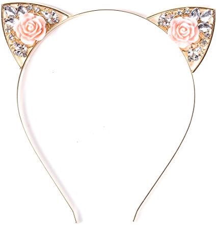 VK Accessories Rose Pink Flower Cat Ear Headband for Women