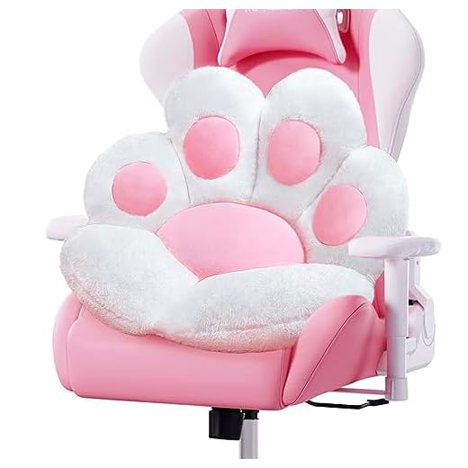 DOBUONO Cat Paw Cushion Cute Chair Cushion Kawaii Seat Cushion 28"x 24"Gaming Chair Cushion Kitty Plush Lazy Sofa Pillow for Girl Soft Chair Pillow, Kawaii Accessories Stuff Room Decor (White)