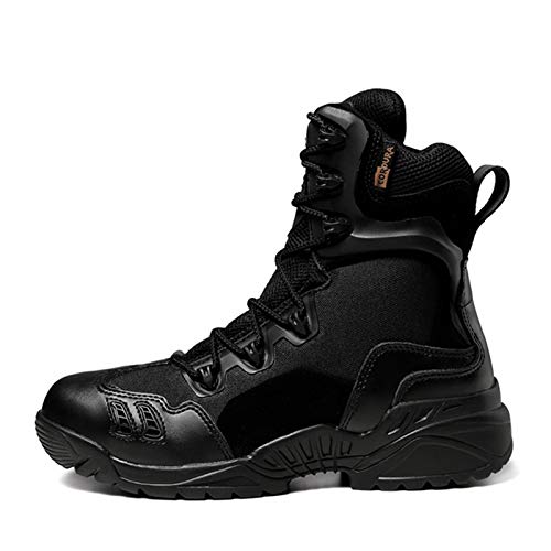 Wygwlg Spring and Autumn Men Military Tactical Boots, Army Ankle Boot Men's Work Shoes, Breathable Hiking Shoes, Black A-41
