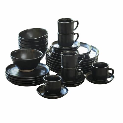 LOBERON Loberon Geschirr 30er Set Biarré - Handgetöpferte Optik,...